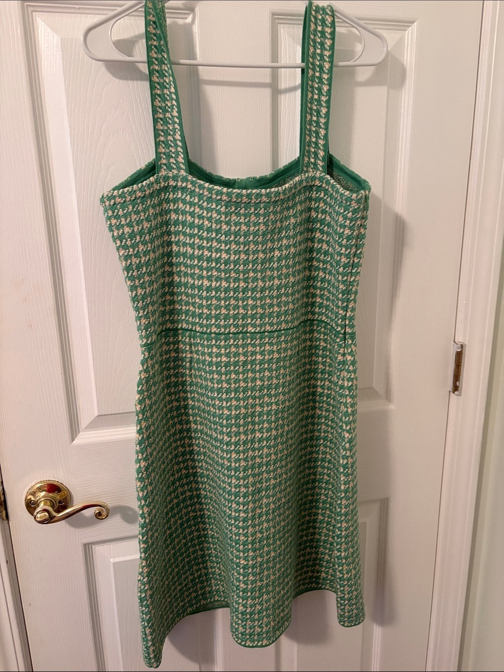 Green Houndstooth Button-Front Mini Dress - Picture 5 of 5